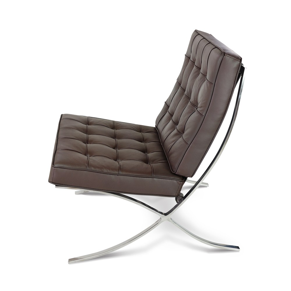 Barcelona Style Premium Lounge Chair and Black Aniline Leather Artis