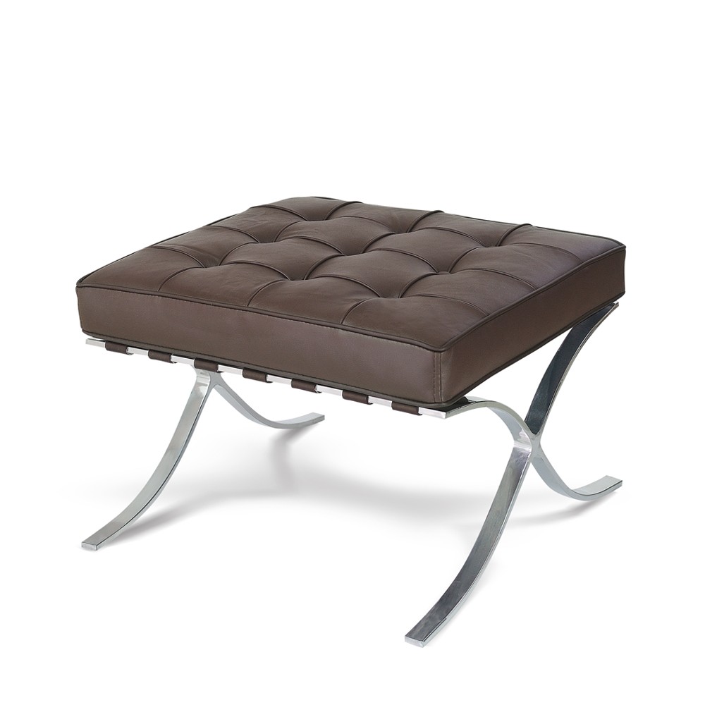 Barcelona Style Premium Lounge Chair and Ottoman White Aniline Leather