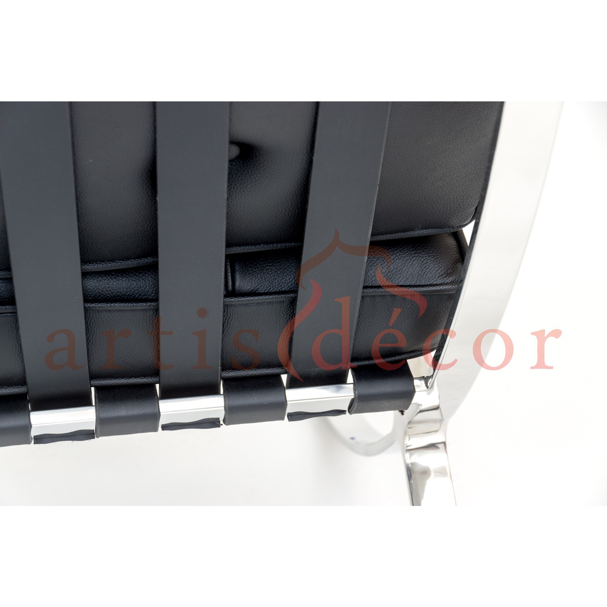 Barcelona Style Premium Lounge Chair and Black Aniline Leather Artis