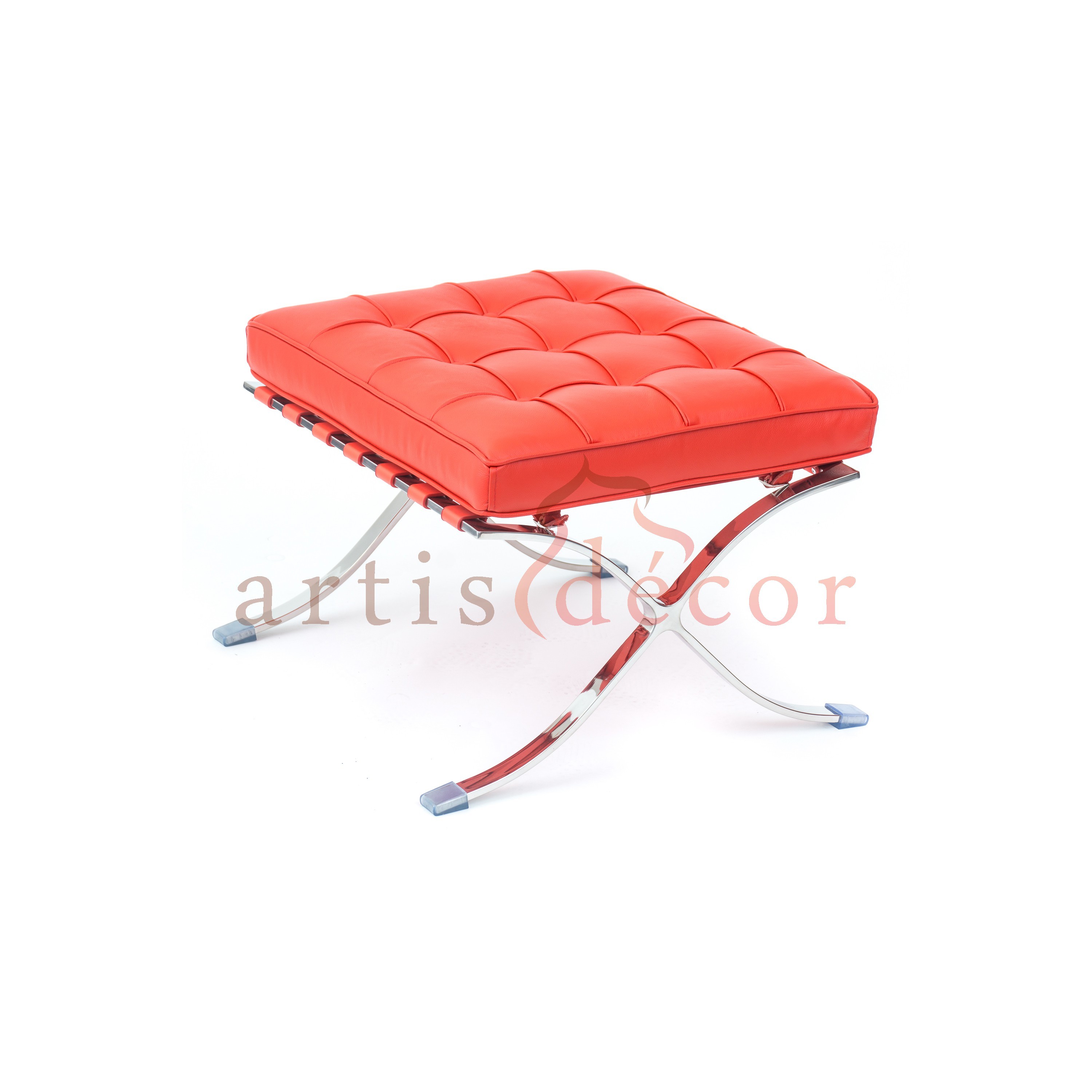 Barcelona Style Premium Lounge Chair and Ottoman White Aniline Leather