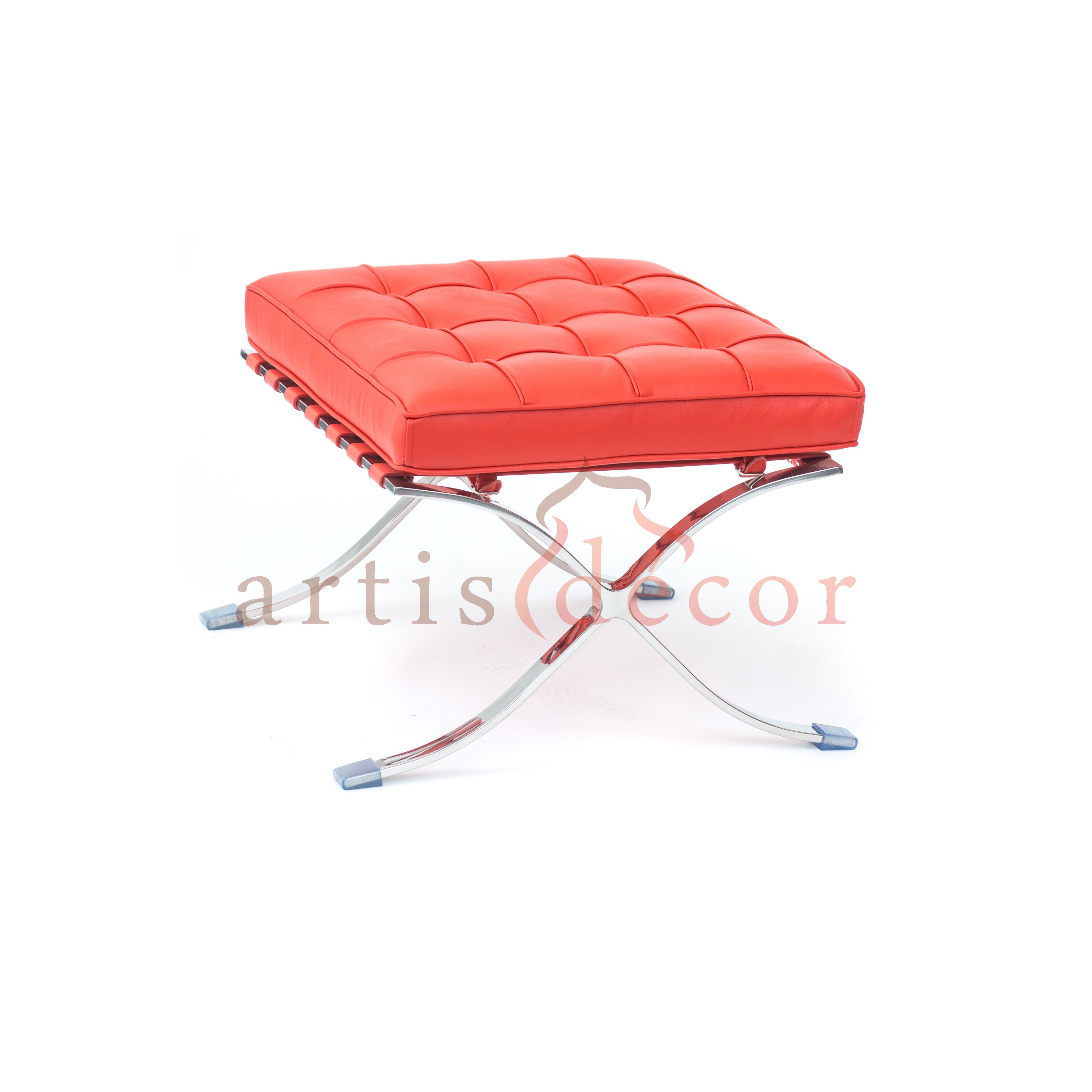 Barcelona Style Premium Lounge Chair and Ottoman White Aniline Leather