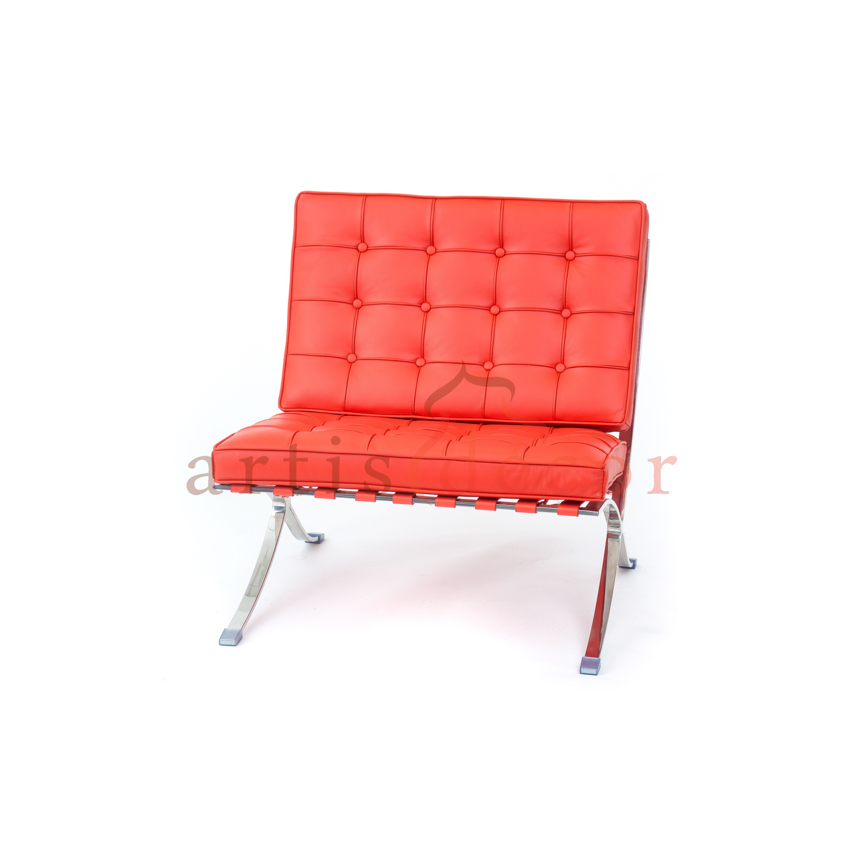 Barcelona Style Premium Lounge Chair and Ottoman White Aniline Leather