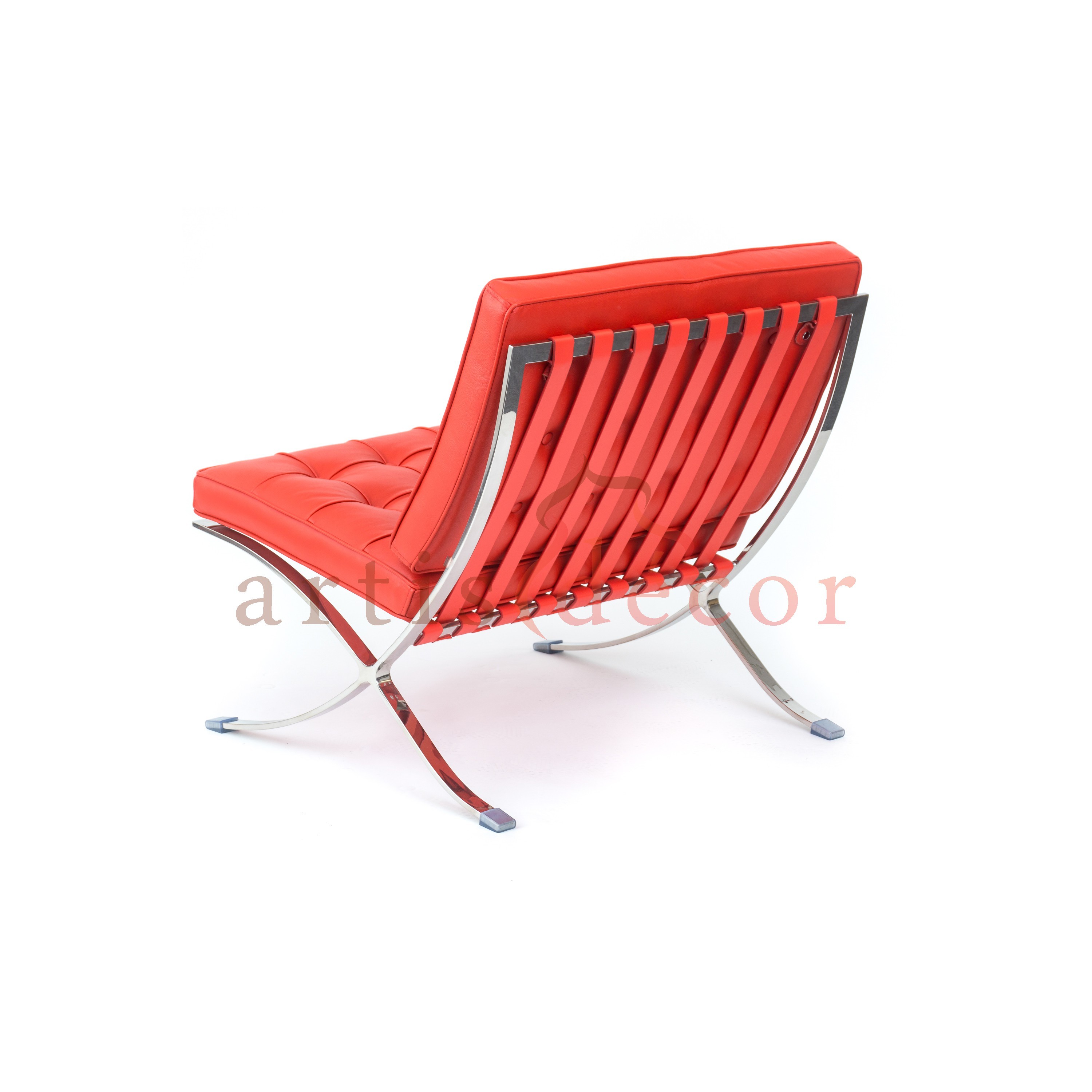 Barcelona Style Premium Lounge Chair and Ottoman White Aniline Leather