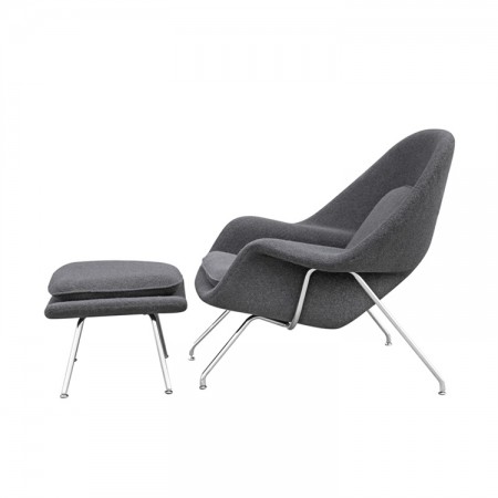 Womb Chair and Ottoman - Premium Cashmere Wool-Grey Wool