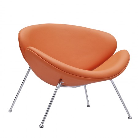 Nutshell Upholstered Vinyl Lounge Chair Orange