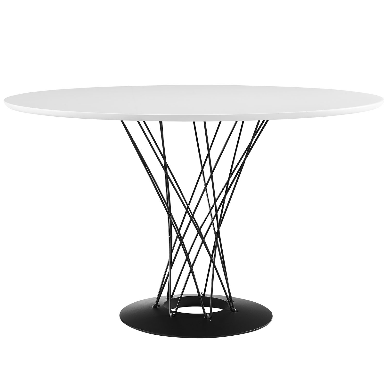 Cyclone Round Wood Top Dining Table White