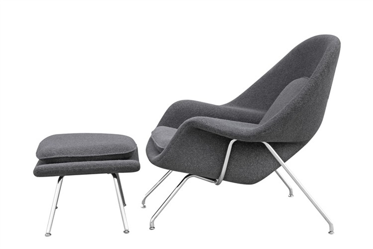 Womb Chair and Ottoman - Premium Cashmere Wool-Grey Wool