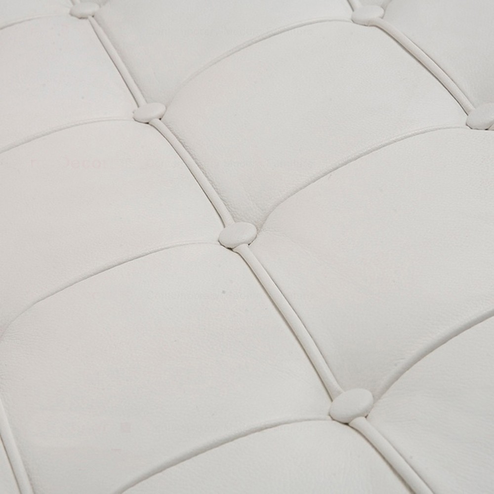 Premium Lounge Chair - Premium Top Grain Leather-Ottoman Only-White