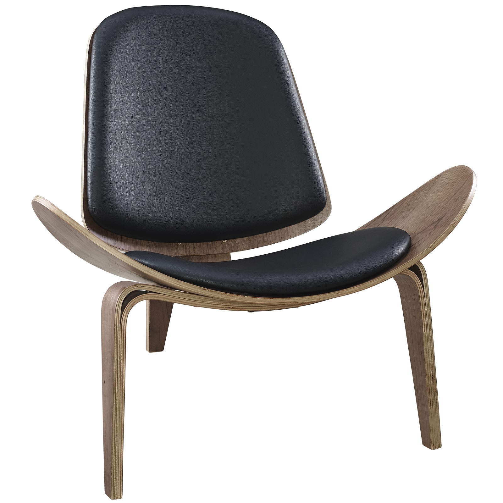Arch Vinyl Lounge Chair-Walnut Black